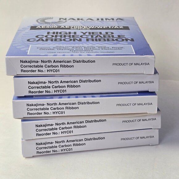 5 packs Nakajima AE-500 AE700 Correctable Carbon Ribbons Typewriter Ink NOS - Picture 4 of 7
